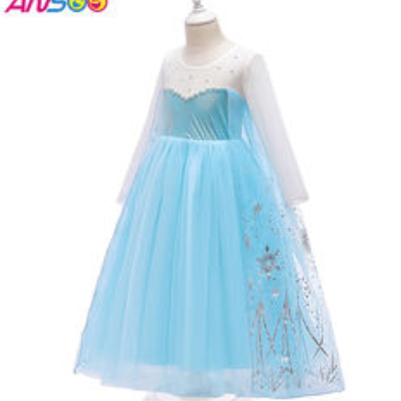 ANSOO 2022 Mädchen Elsa Prinzessin Kleid Kostüme für Geburtstagsfeier Dress Up Fancy Halloween Cosplay Kostüm