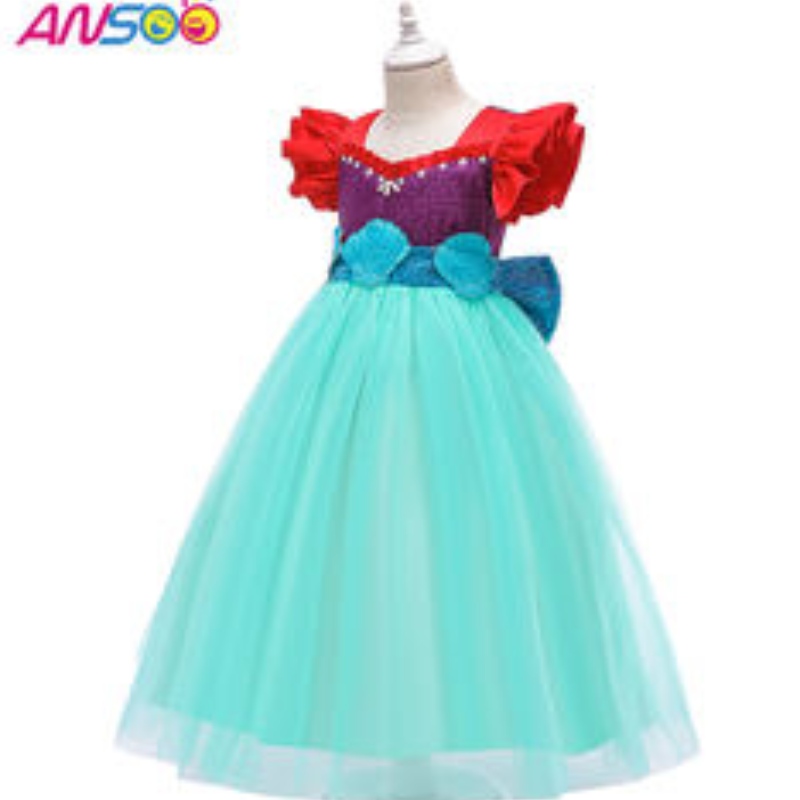 ANSOO 2021 OEM/ODM Girl Mermaid Kleid Geburtstag Hochzeitsfeier Tragen Sie Blumenmädchen Prinzessin Kleider