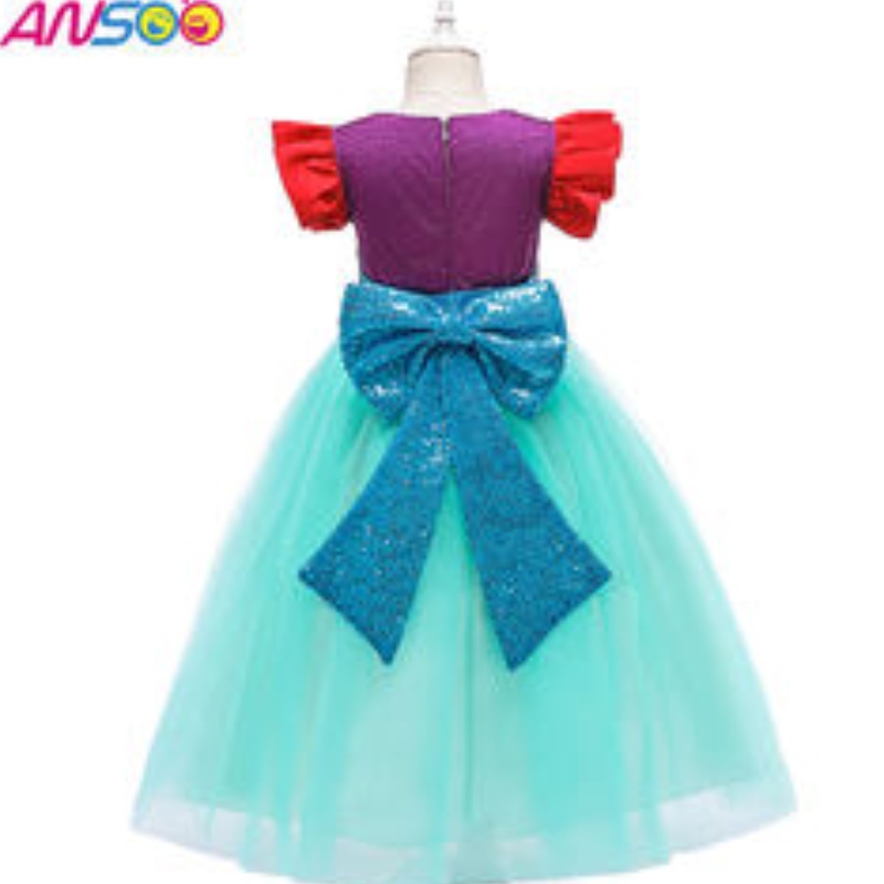 ANSOO 2021 OEM/ODM Girl Mermaid Kleid Geburtstag Hochzeitsfeier Tragen Sie Blumenmädchen Prinzessin Kleider