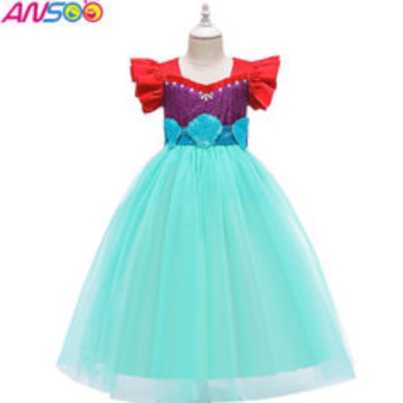 ANSOO 2021 OEM/ODM Girl Mermaid Kleid Geburtstag Hochzeitsfeier Tragen Sie Blumenmädchen Prinzessin Kleider