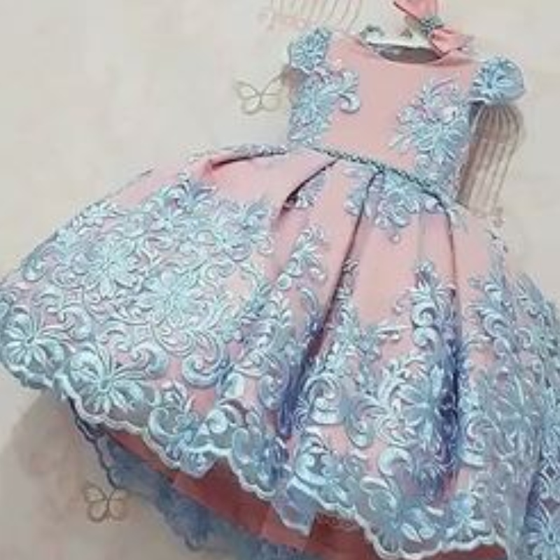 Kinder Kleidungsstücke smocked Kinder Kleidung Blumenmädchen Luxus Mädchen Spitze Big Beauty Prinzessin Kleid Baby Geburtstagskleid