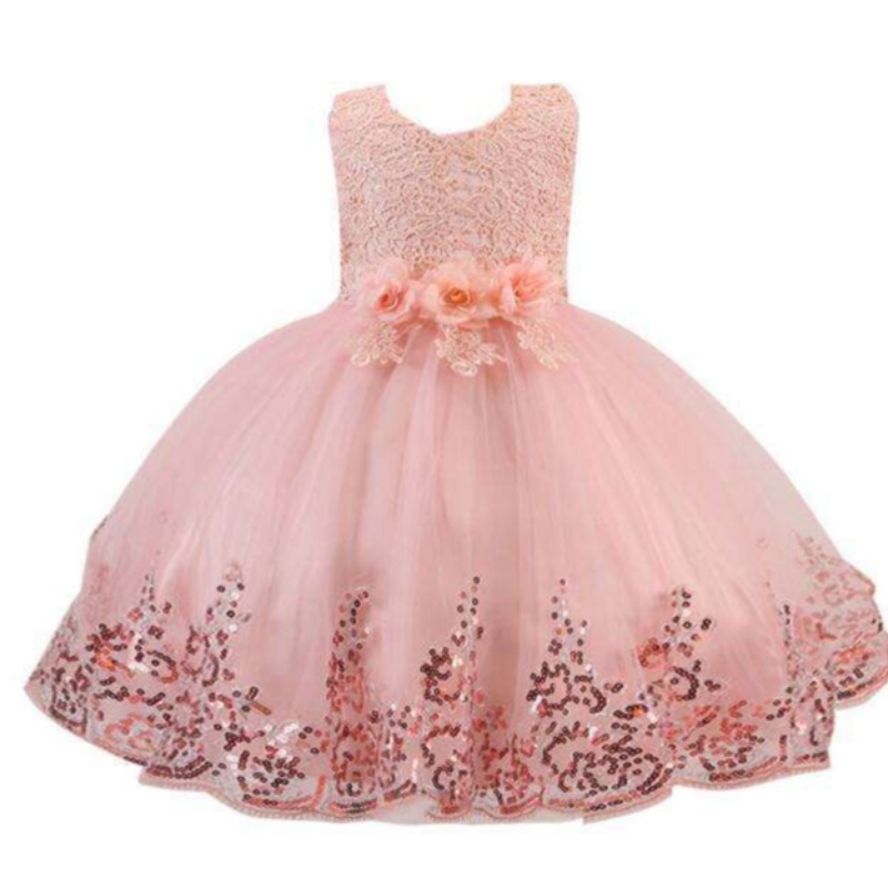 Kinder Pailletten Spitzen Prinzessin Kleid Kinder Hochzeits Geburtstagsfeier Kleid Blumenmädchen Kleid 3-12 Jahre