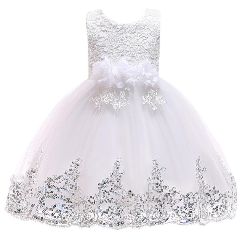 Kinder Pailletten Spitzen Prinzessin Kleid Kinder Hochzeits Geburtstagsfeier Kleid Blumenmädchen Kleid 3-12 Jahre