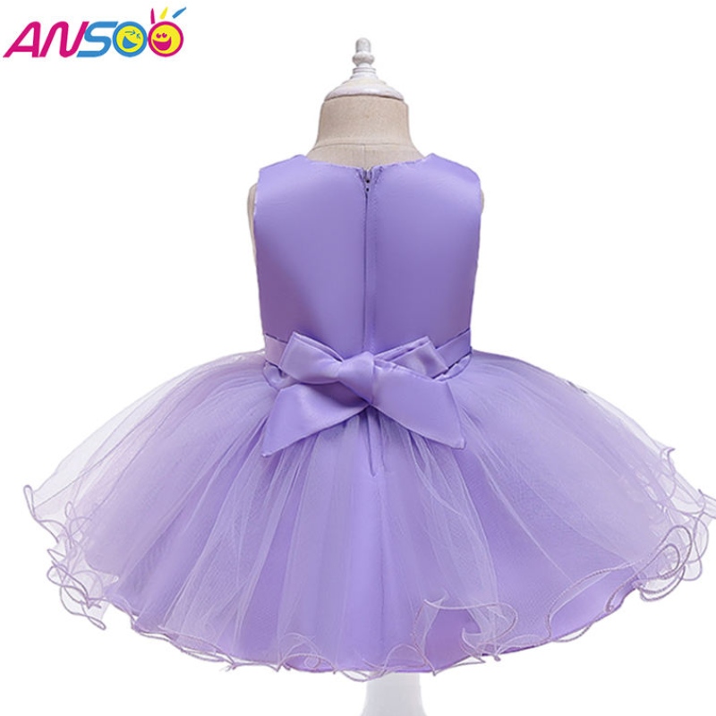 ANSOO NEW GESEHLE GIRKEN Elegante formelle Prinzessin Kleidung Kinder Sommer Kostüm Kleidung Abend Party lila Kleider