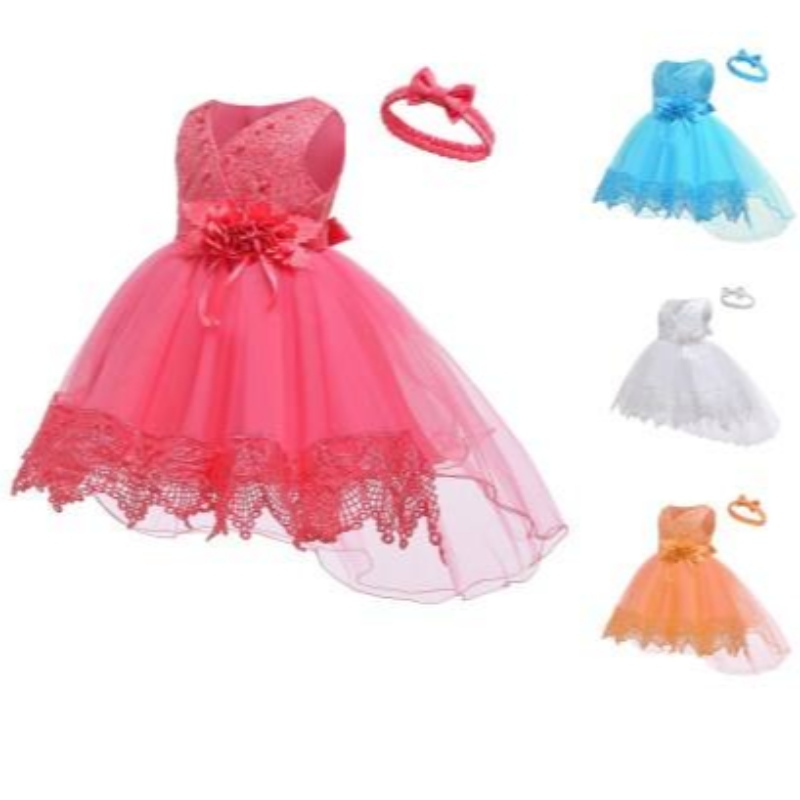 Hot Sale Girl Hochzeitsblume Kinder schöne Bekleidungsfeier Tutu Girls \\ 'Kurzer Geburtstag Kleinkind rote Kleider für 6-24 Monate