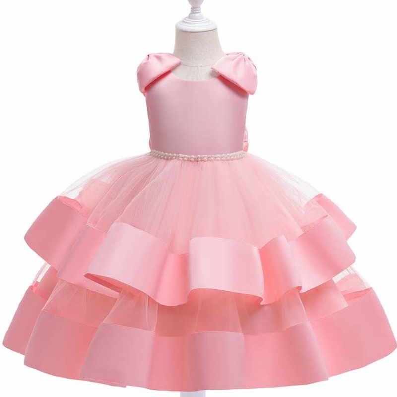 Baige High-End Flower Girl Hochzeitsfeier Kleid Flecken Bogen Prinzessin Kinder Tutu Kleider