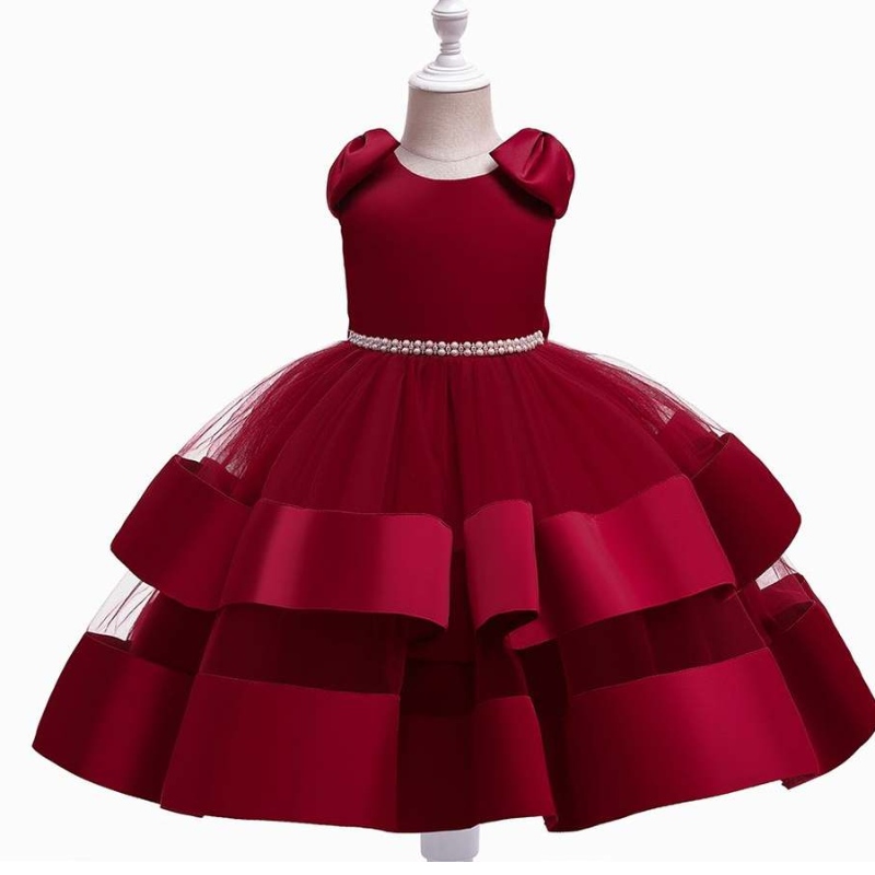 Baige High-End Flower Girl Hochzeitsfeier Kleid Flecken Bogen Prinzessin Kinder Tutu Kleider