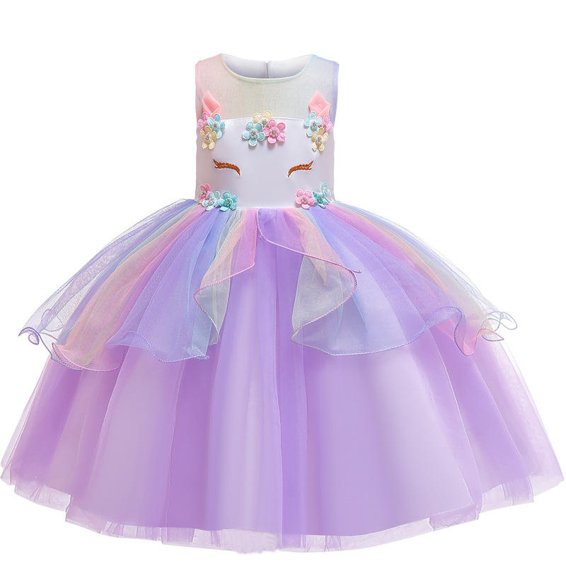 Performance tragen Einhorn -Dress -up -Kleidung für kleine Mädchen Regenbogen Einhorn Tutu Kleid Kostüm mit Stirnband Geburtstag Geschenk