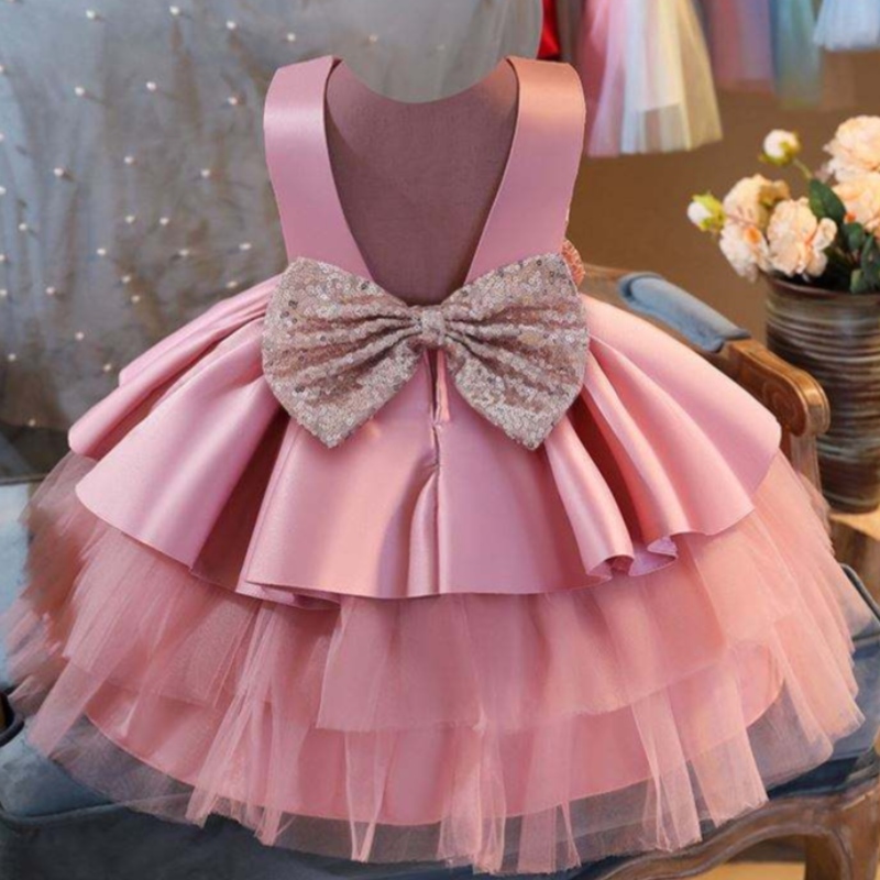 Baigeneue Blumenmädchen Tutu Kleid Baby Kleid Kinder Kleidung Bogen Geburtstag Mädchen Kleid