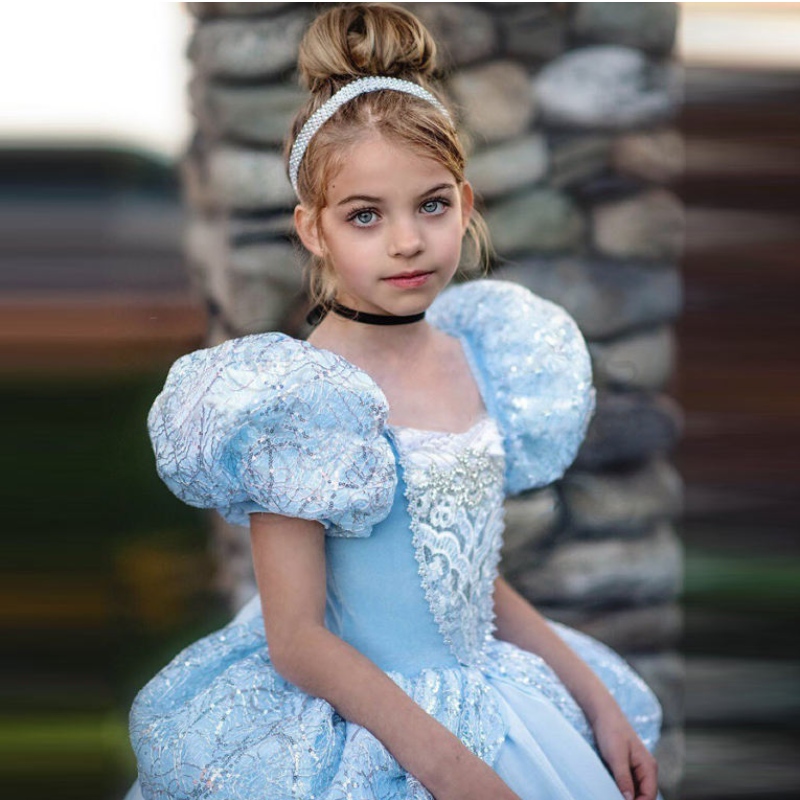 Schneewatte Mädchen Prinzessin Kostüm für Kinder Karnevalsparty Kinder Kleidung Mädchen Cosplay Dress Up Robe