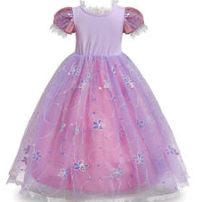 Mädchenkleid Spitzenpettenpailletten Tangled Carnival Prinzessin Kostüm Kinder Halloween Weihnachtsfeier Robe Kinder Cosplay