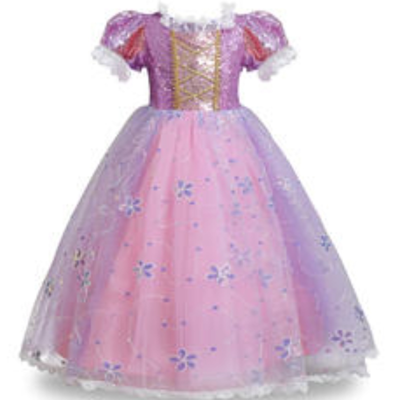 Mädchenkleid Spitzenpettenpailletten Tangled Carnival Prinzessin Kostüm Kinder Halloween Weihnachtsfeier Robe Kinder Cosplay