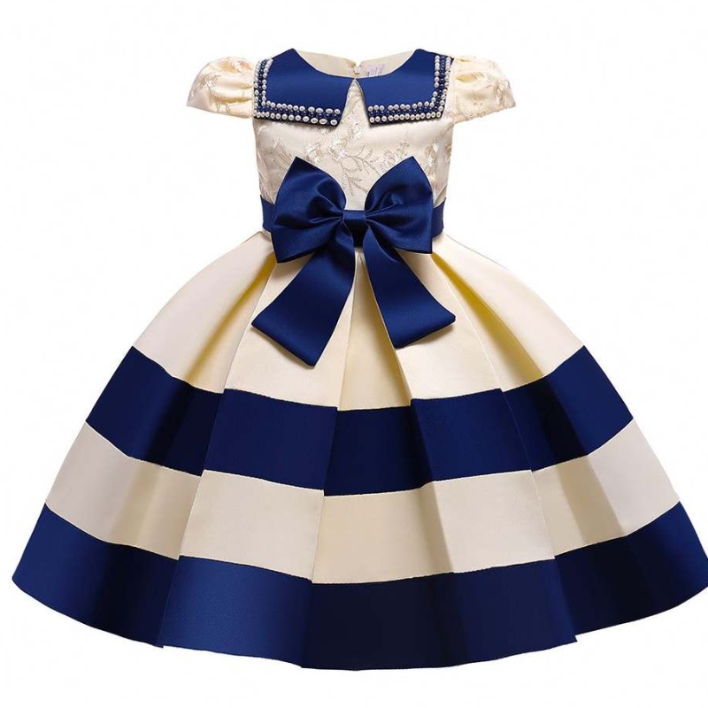 Baigeneue kurze Ärmel Streifen Prinzessin Kleid Mädchen Baby Mädchen Weihnachtsfeier Kleid L5282