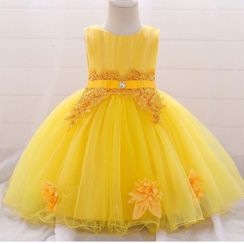 Weltweit kostenloser Versand 2019 Neue Mode Ärmel und Kinder Chiffon Blumenprinzessin Party Kleid Kind Mädchen Hochzeit Full Kleid