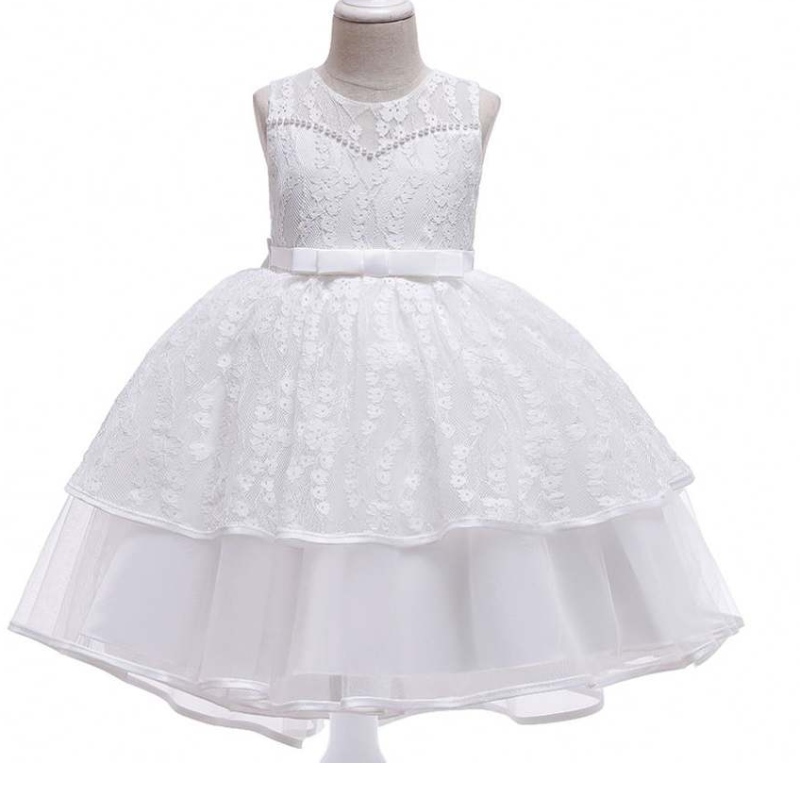 Baige Kids Kleidung Neues Design Sommer weiß Ärmel und Girl 's Wear Party Kleid L5208