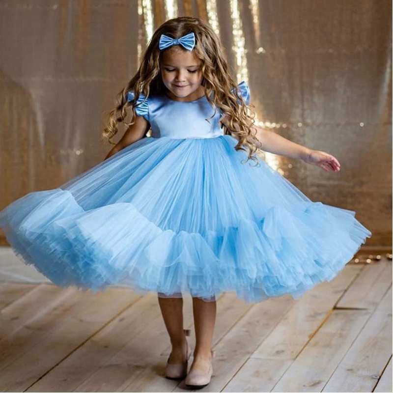 Baigeneue Blumen Mädchen Hochzeitskleid Brautkleid geschwollene Partykleid für Baby Mädchen