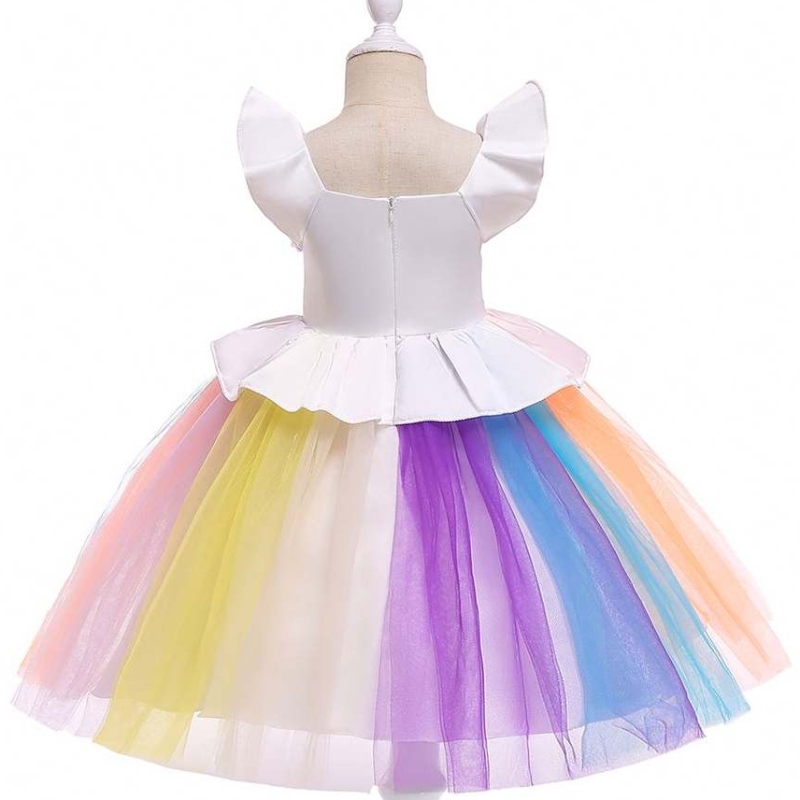 Baige Einhorn Kinder Kleidungneue Design Baby Mädchen Süßes Kleider Performance Kleid L5090