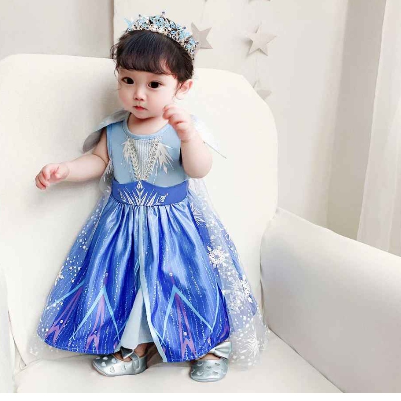 Baigeneue Design Prinzessin Elsa Anna Rollenspiel Kleid Kleid Little Girl Cosplay Kostüme Weihnachtsfeier Geburtstagskleid BX1730