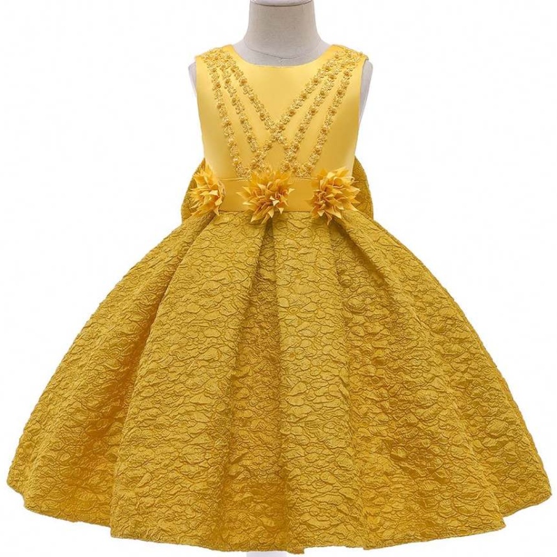 Baige Kleidungsstück Großhandel Custom Kleid Royal Yellow Ball Kleid Mini Ein Linienkleid für Kinder