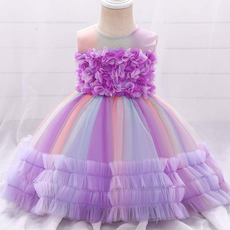 Baige Kinder Baumwollkleid Blume Mädchen Kleider Mädchen Kleid Party Kleid 0-5 Jahre