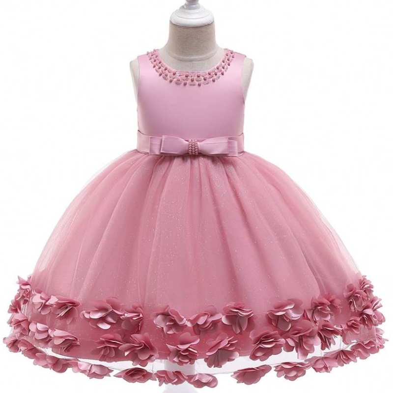 Baige Großhandel Babykleidung Blume Mädchen Unkraut Ballkleid Kinder Party Kleid L5106