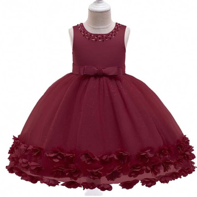 Baige Großhandel Babykleidung Blume Mädchen Unkraut Ballkleid Kinder Party Kleid L5106