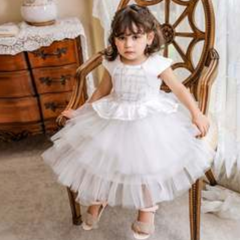 Neue Stil ärmelloses Baby-Mädchen Pailletten Prinzessin Taufkleid Kinder Geburtstagsfeier süße Abendkleider 0-6 Jahre alt