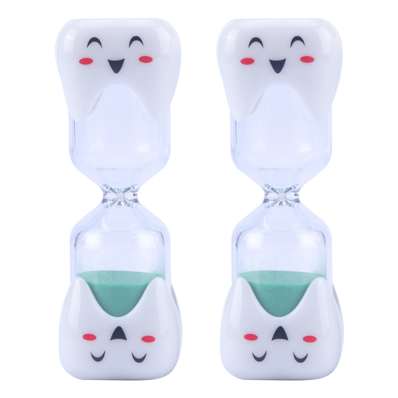 Neues Bürsten kreativ 2 Minuten 3 Minuten Sanduhr für Kinder zahnförmige Sanduhr Smiley Pinsel Timer Plastik