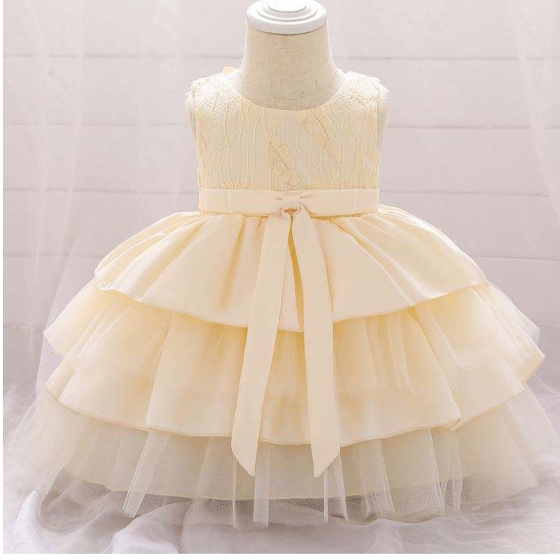 Baige hochwertige Blumenmädchen -Partykleid Kinder Kleid Girl Kostüm Kinder Kleid Design L1912XZ