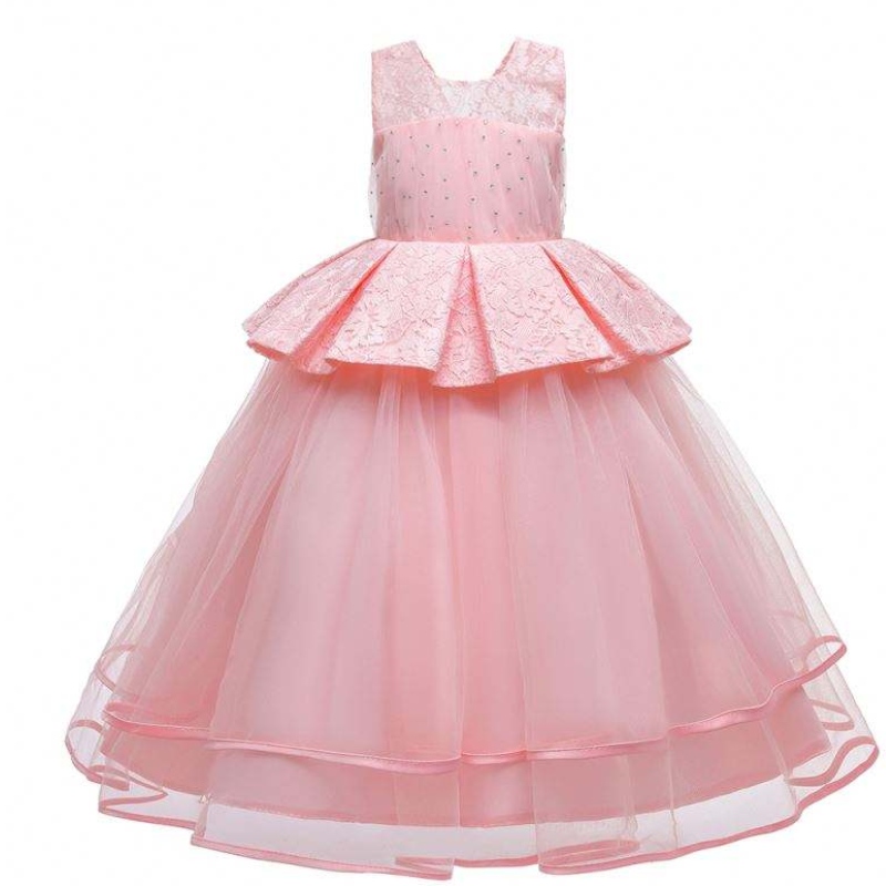 Baige elegante Kinder Langkleid Mädchen Kinder für Kinder lange Kleider Abendkleider luxuriöser Kleider LP-275