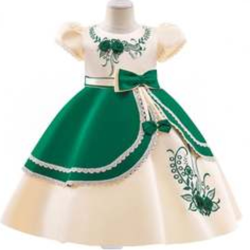 Baige 3-10-jährige Blumenmädchenkleider Neue Kleidungsdesigns Kinderparty Tragen Taufkleid