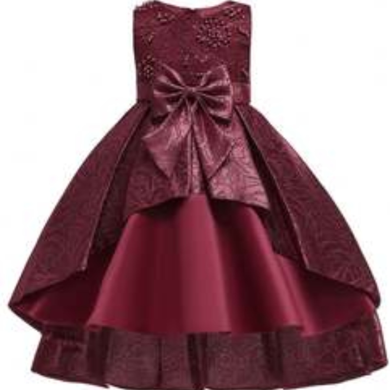 Baige Boutique Kleidung Mädchen Party Kleider Satin Kinder Kleid Designs Langes Kleidungsstück T5176