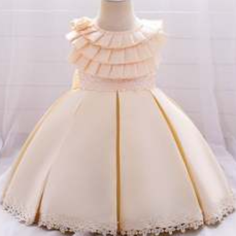 Baigeneue Modes Kinder Ballkleid ärmellose Satinparty formelle Hochzeitsblumenmädchen Kleid L1976XZ