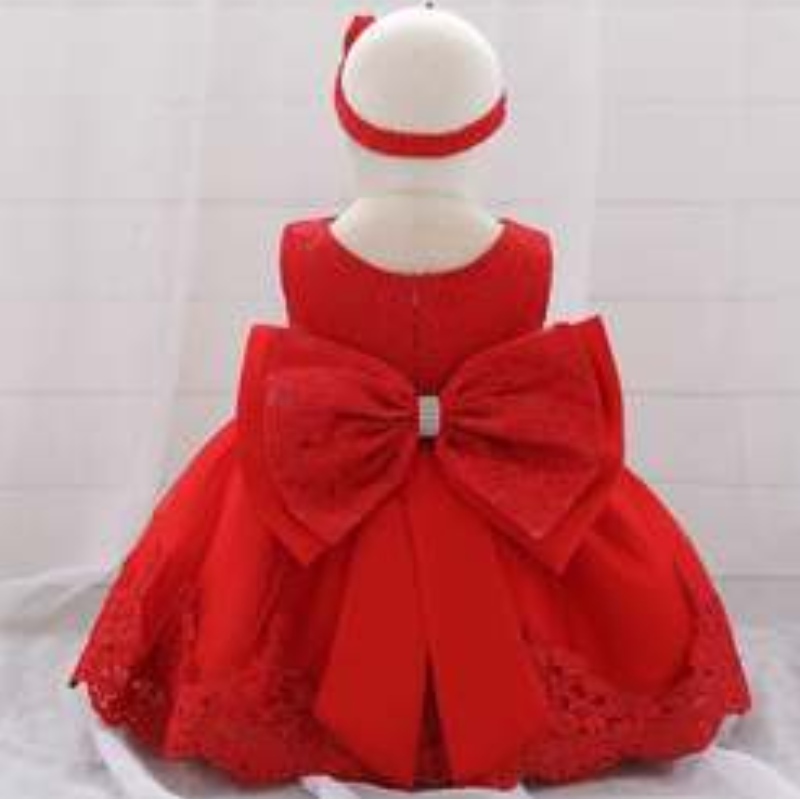 Baige weiße Baby -Mädchen -Partykleid 1 -Jahr -Party Baby Kleider Kleiderkleider Kleiderrunde Prinzessin Rock mit kostenlosem Haarband