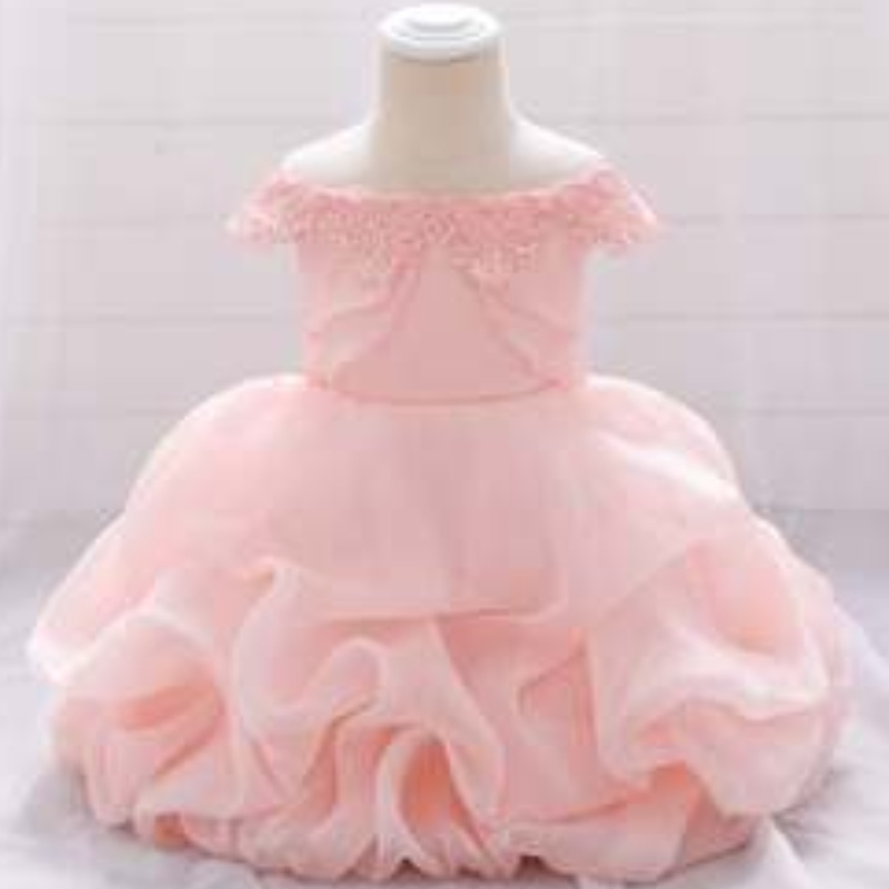 Neugeborene Baby Girl Party Frock Design Off-Shoulder Summer Wear Kinder Party Kleider Hochzeitsgeburtstagsfeier für Kinder