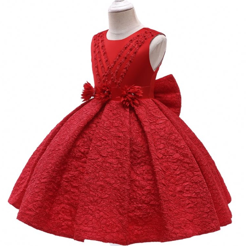 Baige hochwertige Truthahnkinder Partykleid 3 bis 10 Jahre Blumenmädchen Kleider L5252