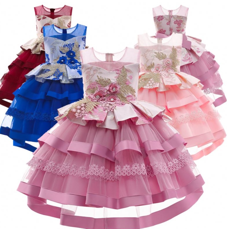 Baige heiß verkaufte mehrschichtige Baby-Mädchen Geburtstagskleider Baumwolle Mädchen Prinzessin Party Kleider Mädchen Tutu Kleid für Party