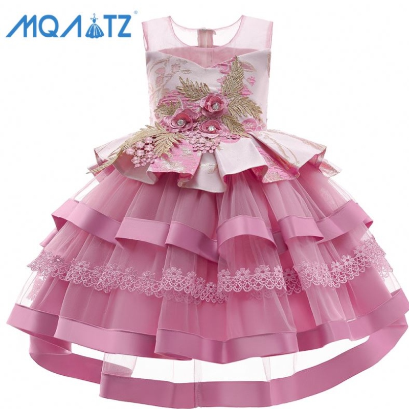 Baige heiß verkaufte mehrschichtige Baby-Mädchen Geburtstagskleider Baumwolle Mädchen Prinzessin Party Kleider Mädchen Tutu Kleid für Party