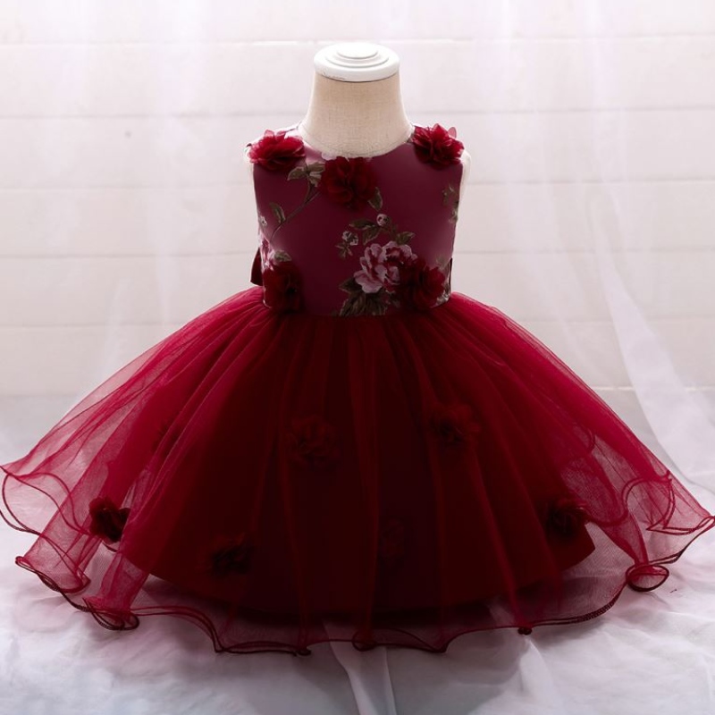 Hot Sale Baby Summer Girl Party Kleid Kinder Geburtstag Hochzeitskleid für 3-24 m tragen l1909xz