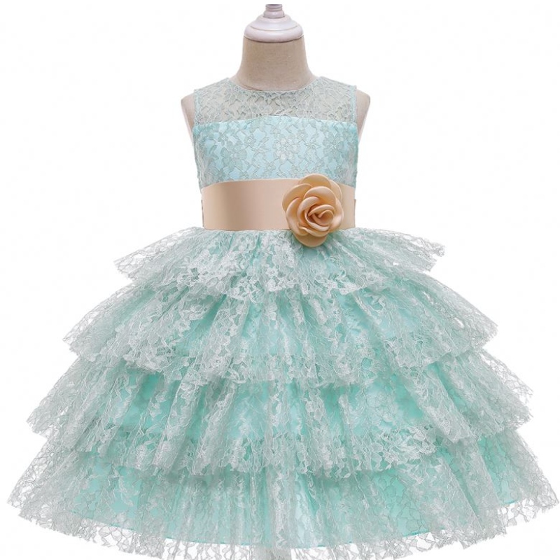 Baigeneue Kinder Prinzessin Kleid Spitze geschichtete ärmellose Blumenmädchen Brautkleider