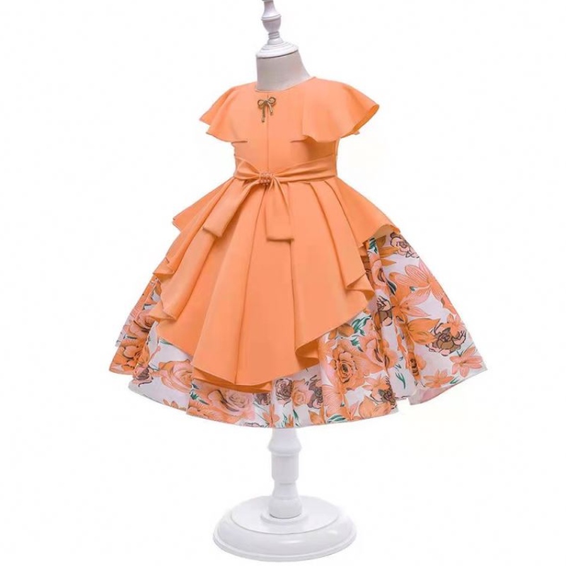 In-Standard-Baby-Perlen-Satin-Mädchen Kleid Kinder Kleid Design Kinder CNY-Kleidungsstücke 21022