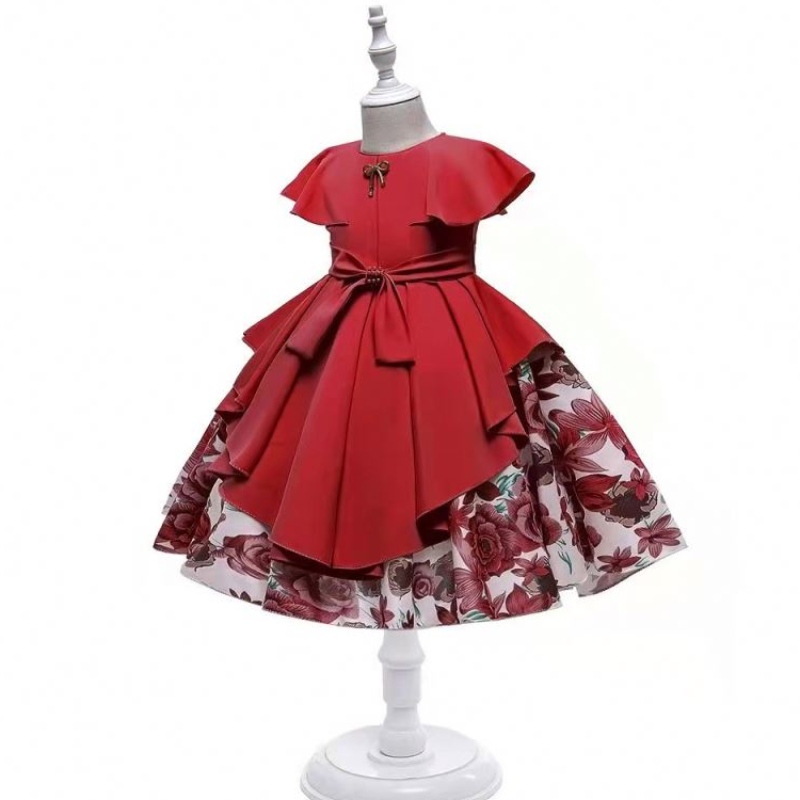 In-Standard-Baby-Perlen-Satin-Mädchen Kleid Kinder Kleid Design Kinder CNY-Kleidungsstücke 21022