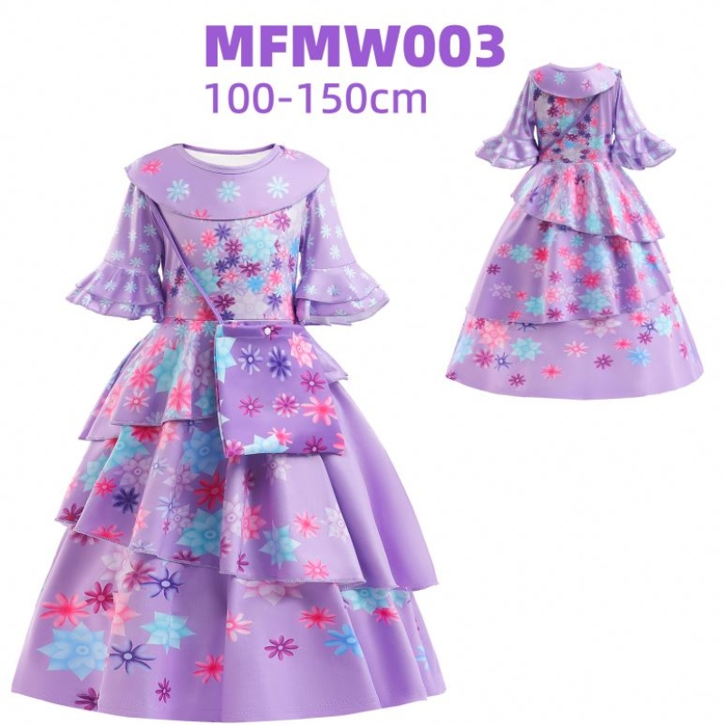 Baige Encanto Mirabel Isabella Purple Girl Kleid Langarmes New Carnival Kinder Party Cosplay Kostüm