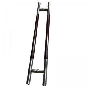 SS-039 zeitgenössischer hölzerner Griff doppelseitiger Leiterstil Pull Griff, Edelstahl-Glas-Türgriff