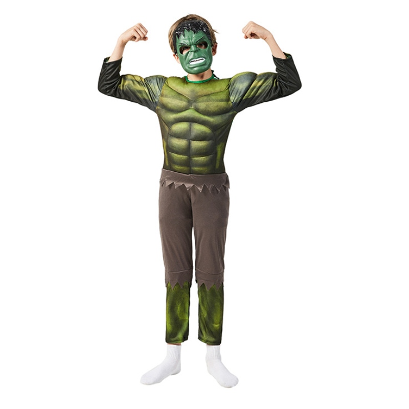 Kostüme grünes Hulking mit Maskenkostüm Muskel Superhelden Halloween Kostüm für Kinder Jungen Kinder