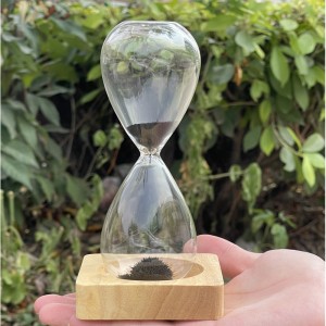 Amazon Hot Deals mit Glas ausgewachsen kreativer Souvenirgeschenke 15/30Minute Magnetic Sand Timer-Sanduhr mit Holzbasis
