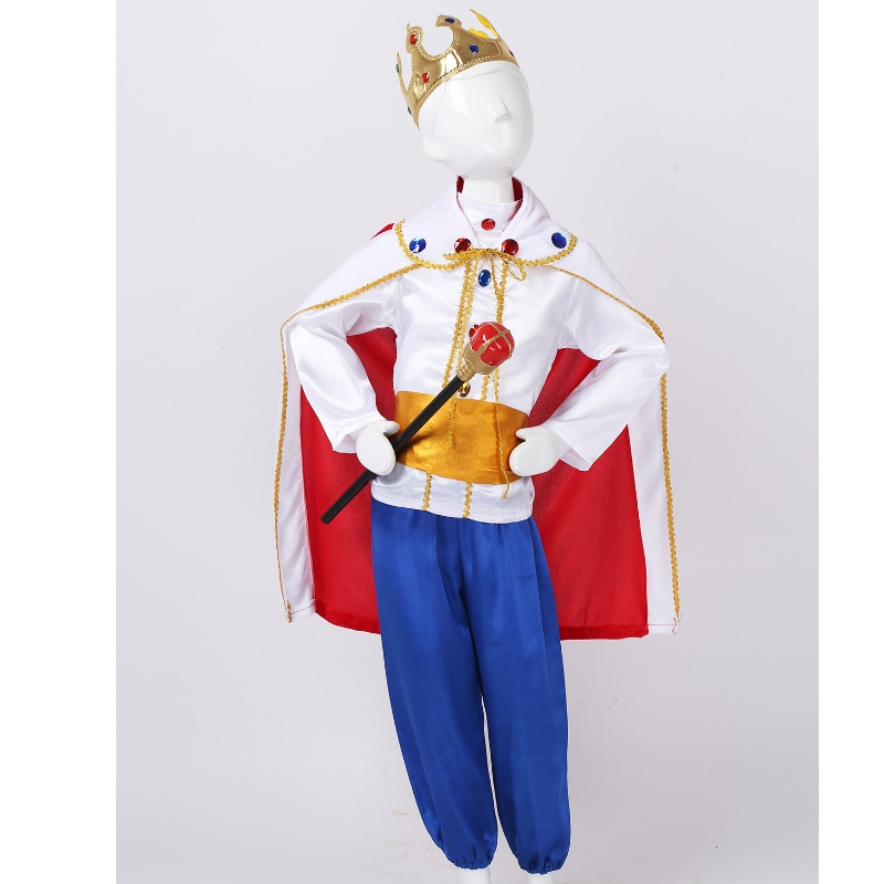 König Prince Kostüme für Jungen Kinder Halloween Cosplay Dress Up Cloak Crown Zepter Set Carnival Roleplay Party Outfit