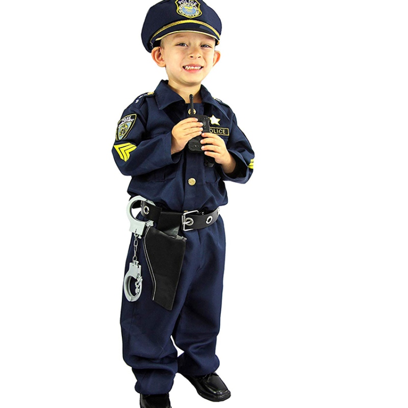 Deluxe Polizist Kostüm und Rollenspiele Kit Jungen Halloween Carnival Party Performance Performance Kostüm Uniform Outfit