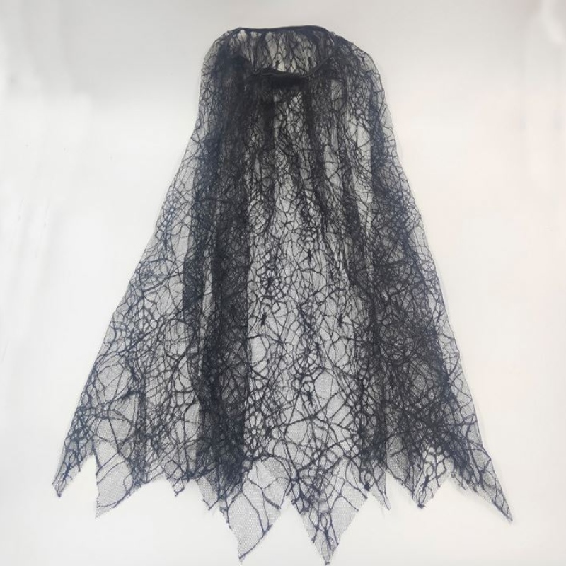 Black Spiderweb Cloak Cape für Kinder Mädchen Halloween Kostümparty Dekoration