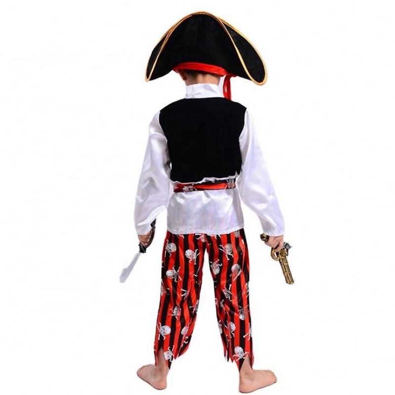 Großhandel Cool Striped Pirate Sets Stage Performance Suits Halloween Cosplay Caribbean Pirate Captain Children \\'s Kostüme